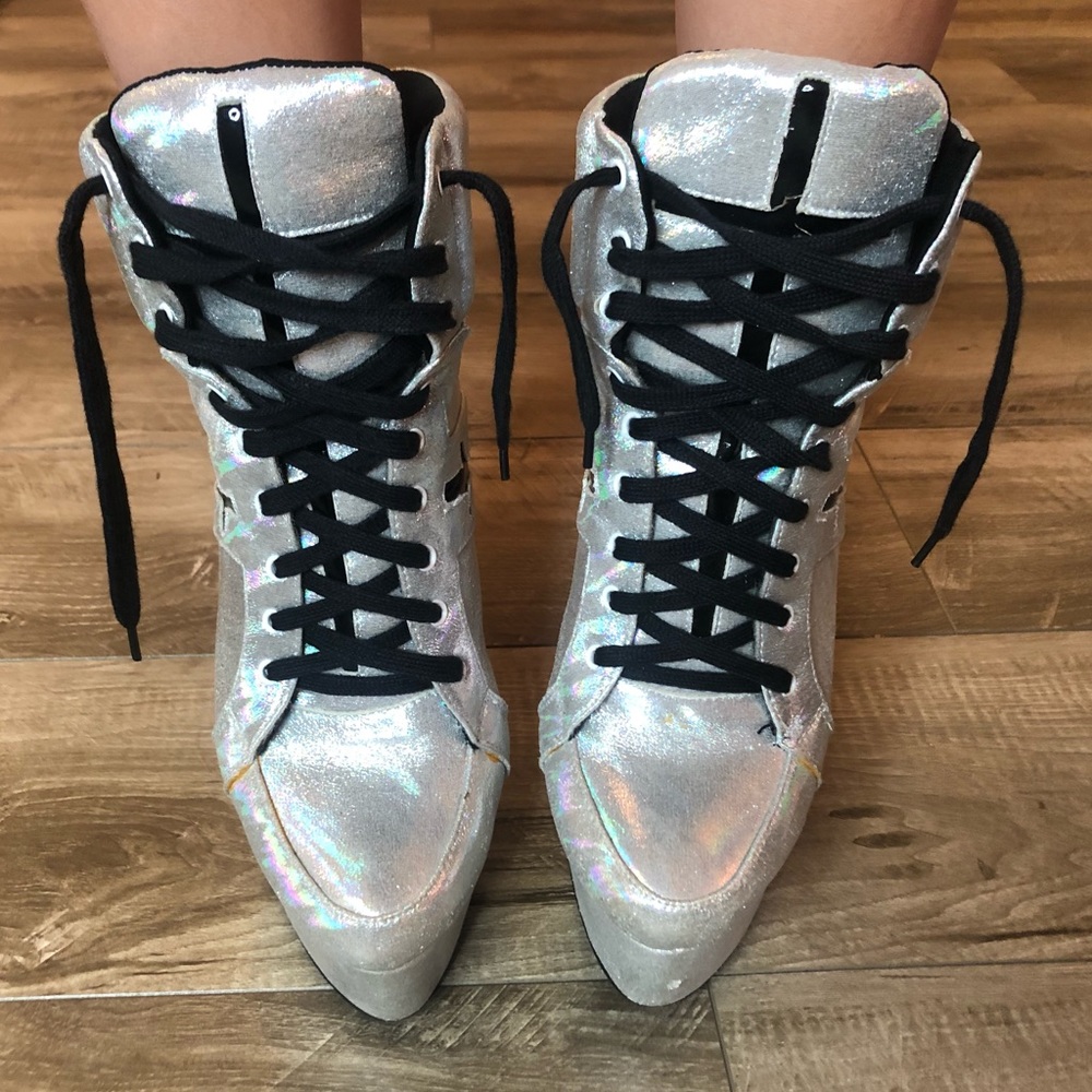 Silver sneaker boots